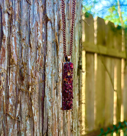 Herb Necklace For Love Protection And Strength, Natural Dried Rose Petals Herbs & Organic Dragons Blood Salt Talisman Pendant
