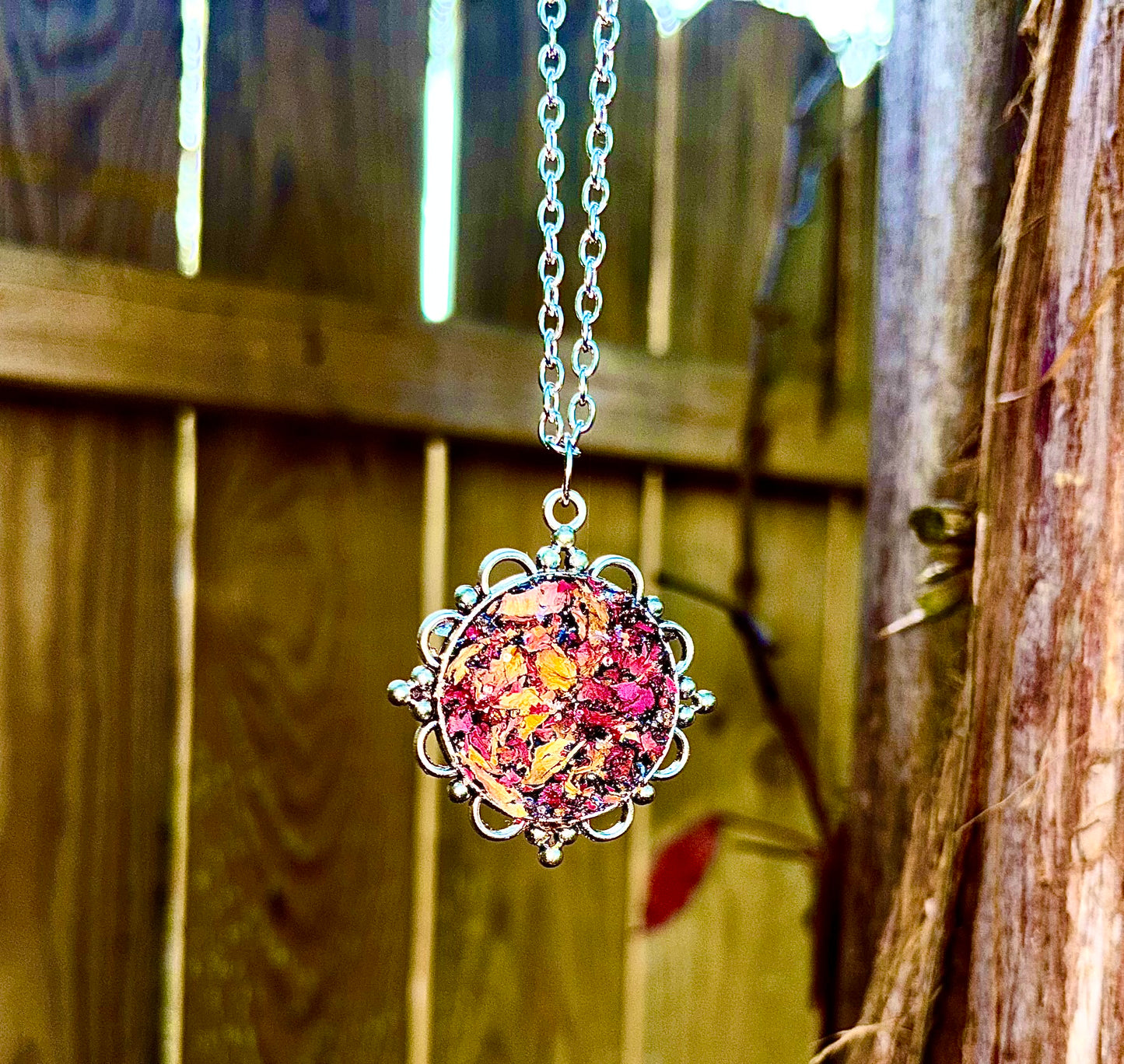 Enchanted Love & Protection Talisman • Rose Petals & Black Tourmaline Necklace • The Channel Shop