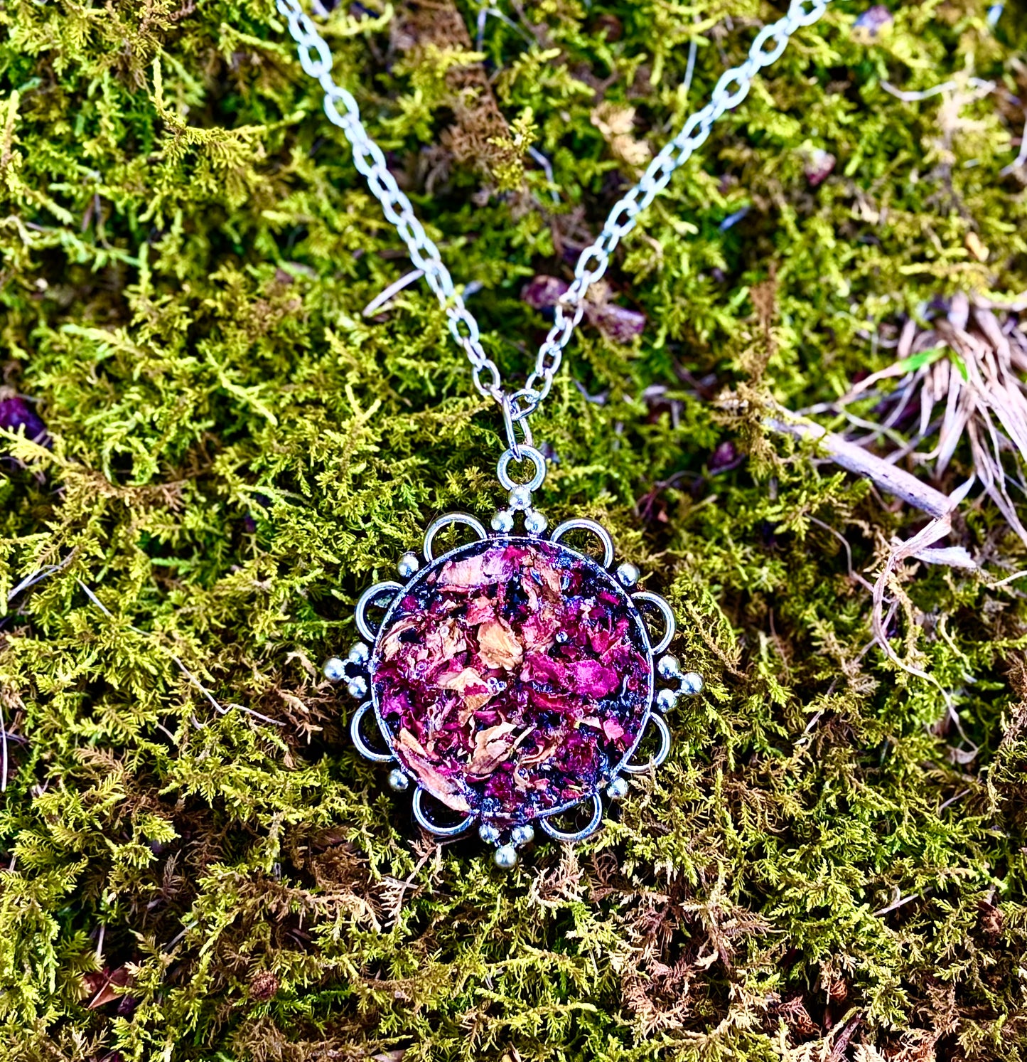 Enchanted Love & Protection Talisman • Rose Petals & Black Tourmaline Necklace • The Channel Shop