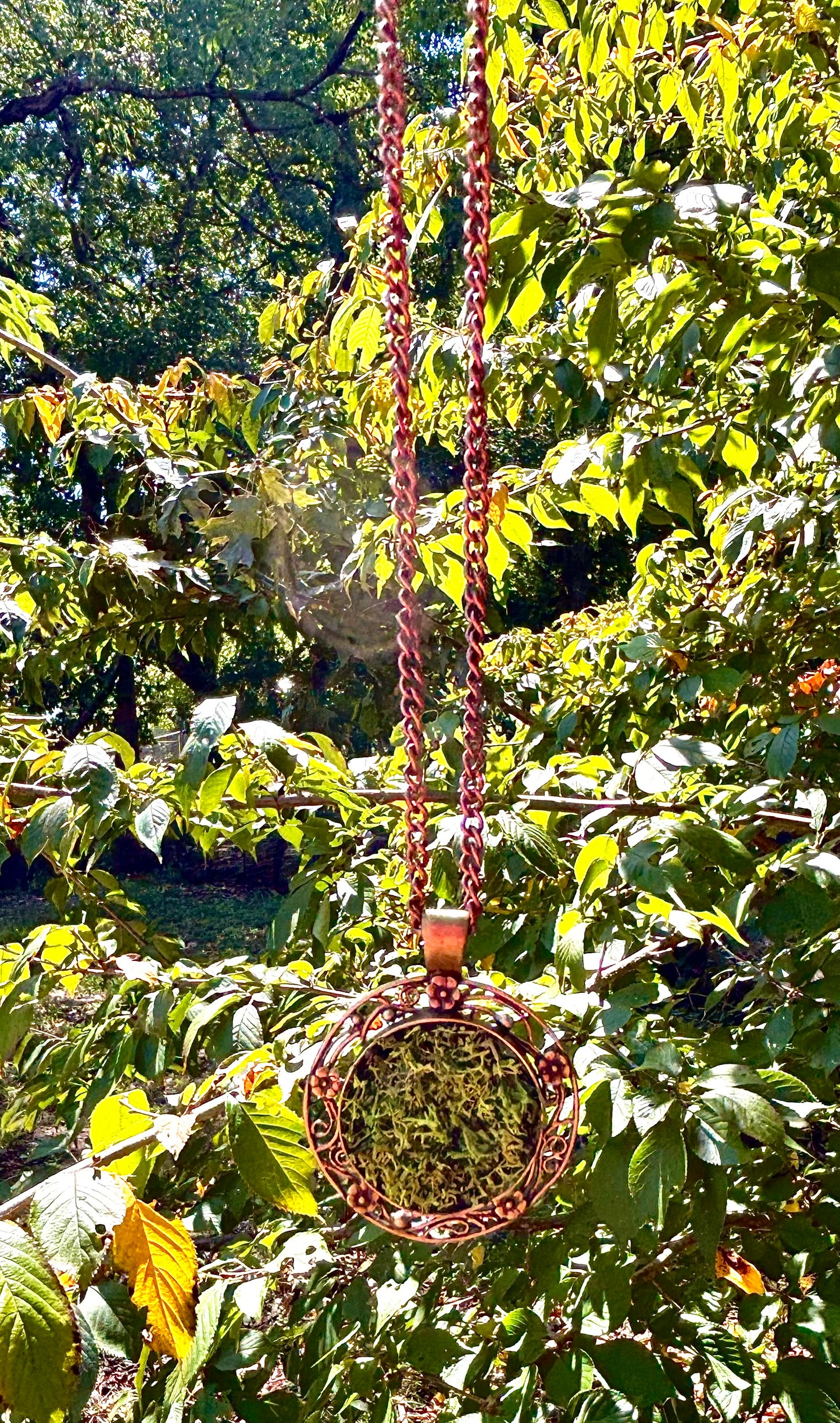 Grounding Earthy Natural Moss & Black Tourmaline Energy Amulet Pendant - Prosperity & Grounding Necklace