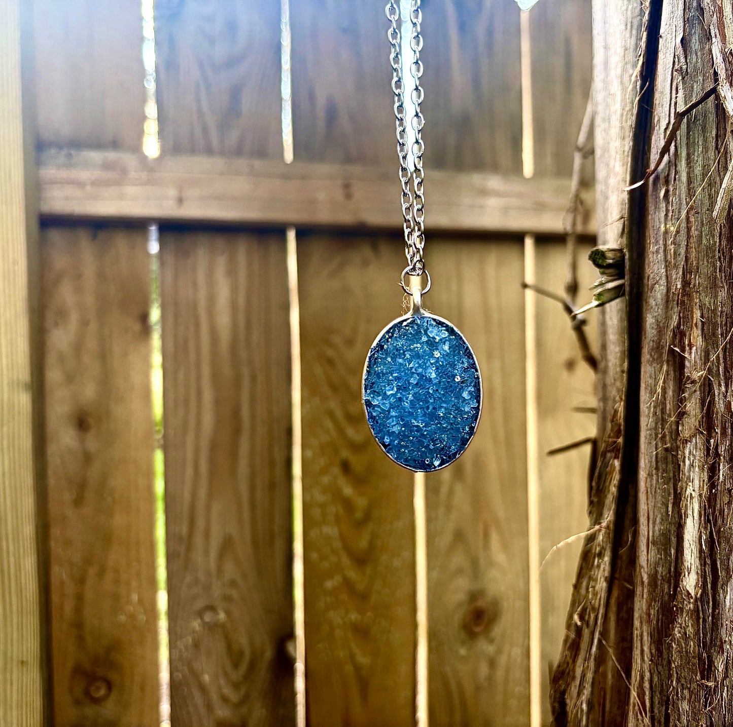 Blue Tanzanite Quartz Crystal Necklace - Wisdom & Clarity Talisman - The Channel Shop