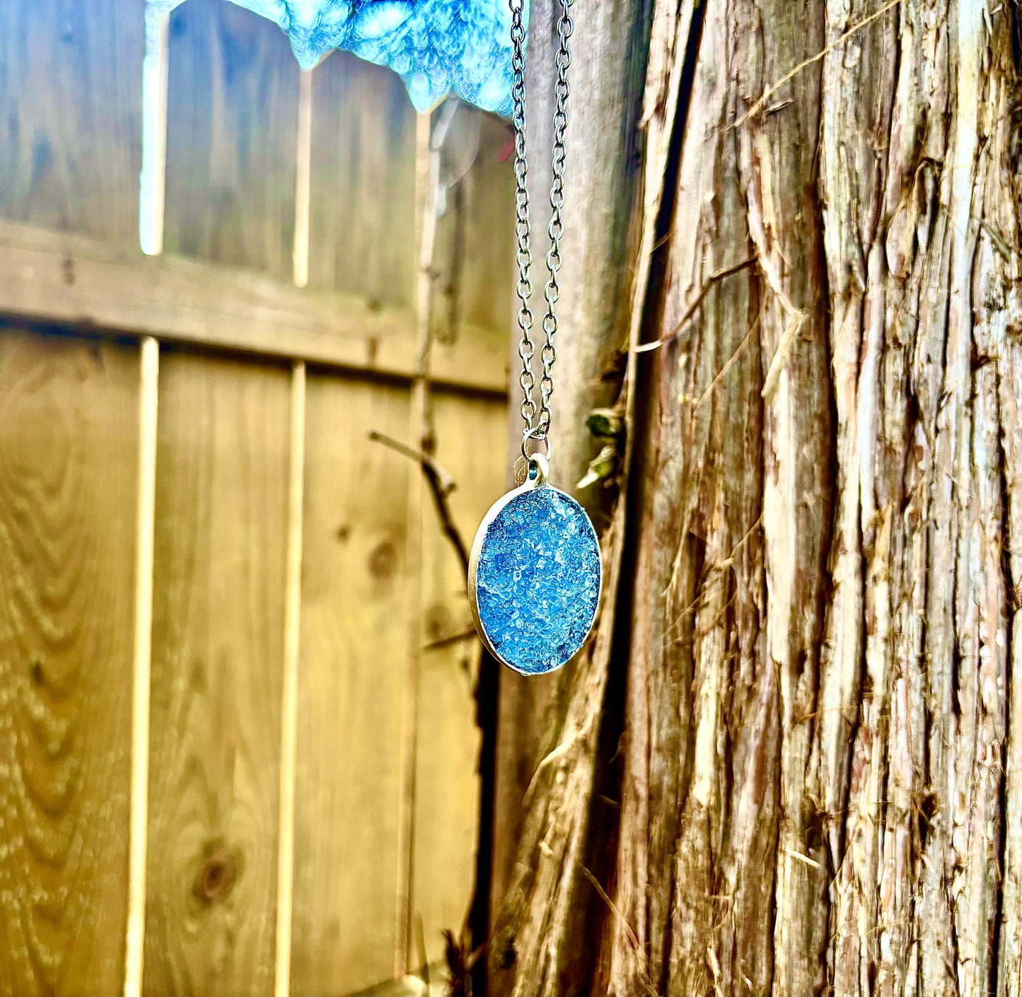 Blue Tanzanite Quartz Crystal Necklace - Wisdom & Clarity Talisman - The Channel Shop