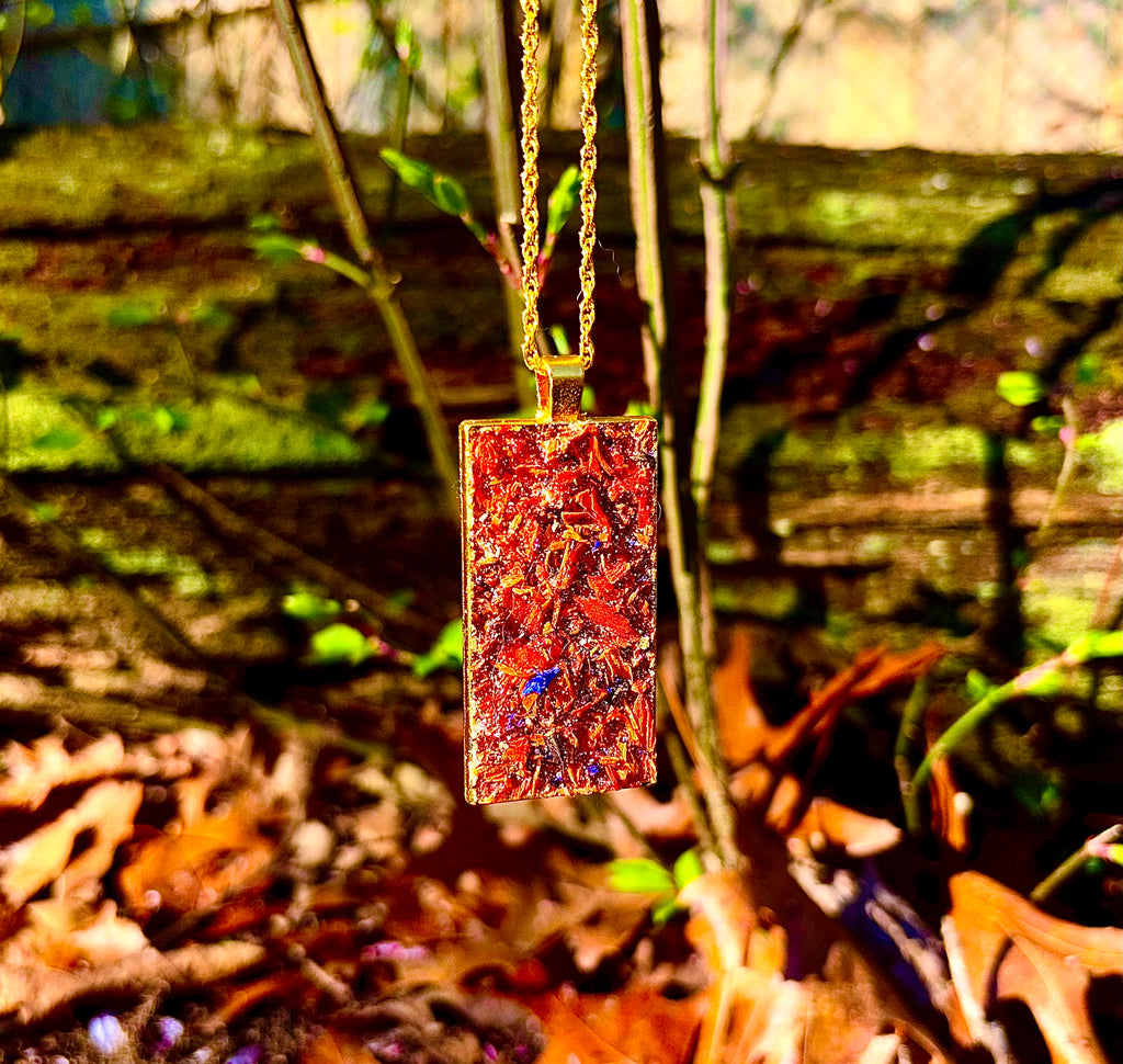Herb Necklace Talisman For Manifestation & Energetic Cleansing Natural Himalayan Pink Salt Lily Flowers & Fragrant Flowers Handcrafted Spiritual Tool