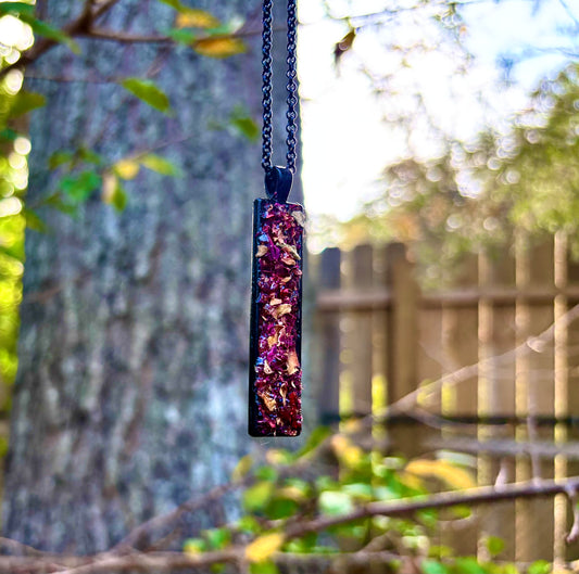 Herb Necklace For Love Protection And Strength, Natural Dried Rose Petals Herbs & Organic Dragons Blood Salt Talisman Pendant