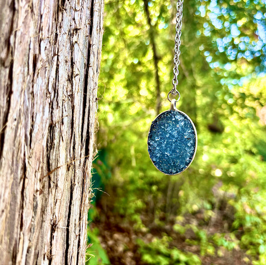 Blue Tanzanite Quartz Crystal Necklace - Wisdom & Clarity Talisman - The Channel Shop
