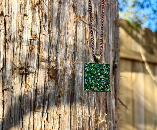 Natural Healing Crystal Necklace For Grounding, Protection, And Psychic Visions, Moss Agate, Natural Turquoise, Witch’s Dream Blue Sea Salt Talismans