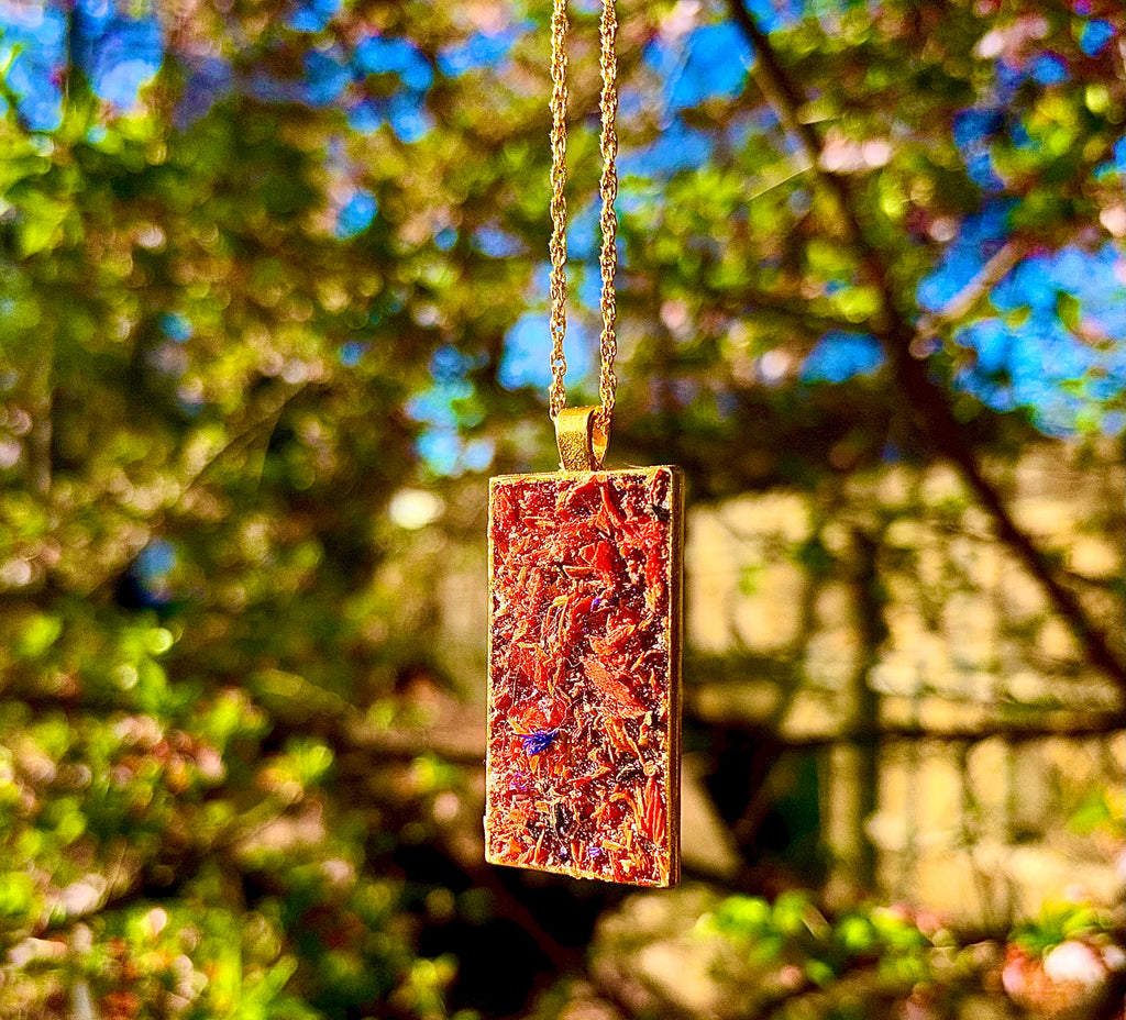 Herb Necklace Talisman For Manifestation & Energetic Cleansing Natural Himalayan Pink Salt Lily Flowers & Fragrant Flowers Handcrafted Spiritual Tool