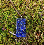 Herb Necklace For Psychic Insight & Protection, Natural Dried Blue Cornflowers & Black Tourmaline, & Black Salt Talisman