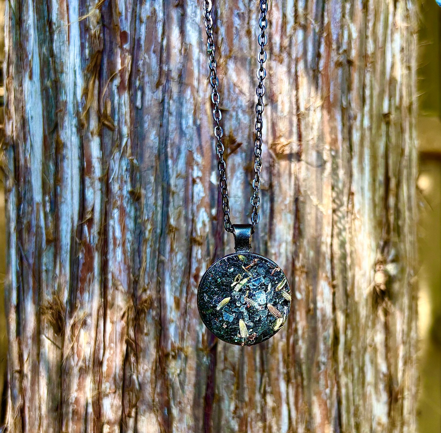 Sacred Serenity Necklace ~ Intuition, Calm & Protection • Blue Tanzanite, Lavender & Moss Agate Talisman