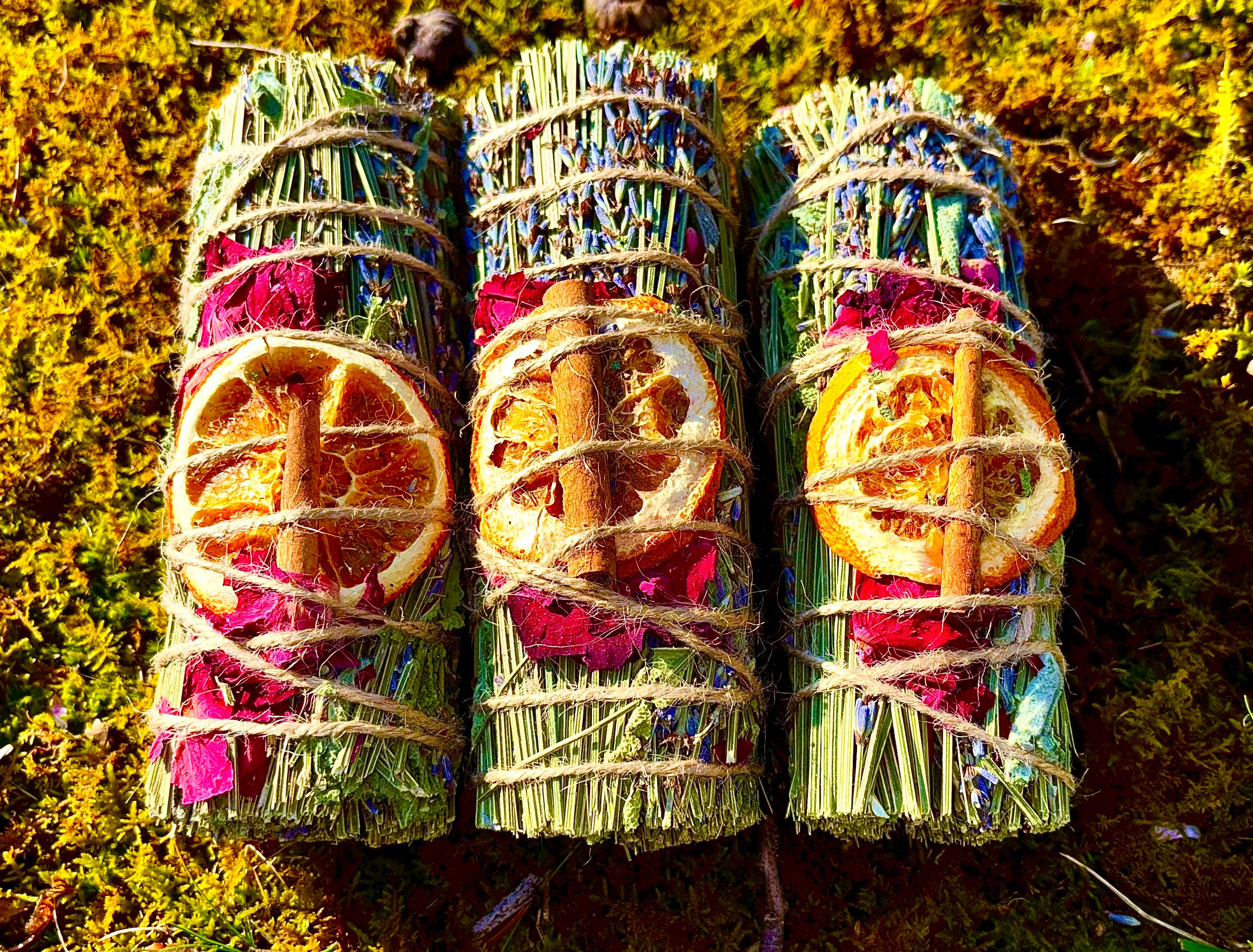 Sage Sticks For Cleansing and Purification Lavender Sage Rose Petals Orange Slices Vetiver Root Cinnamon Sticks Sage Sticks Relaxation & Calming