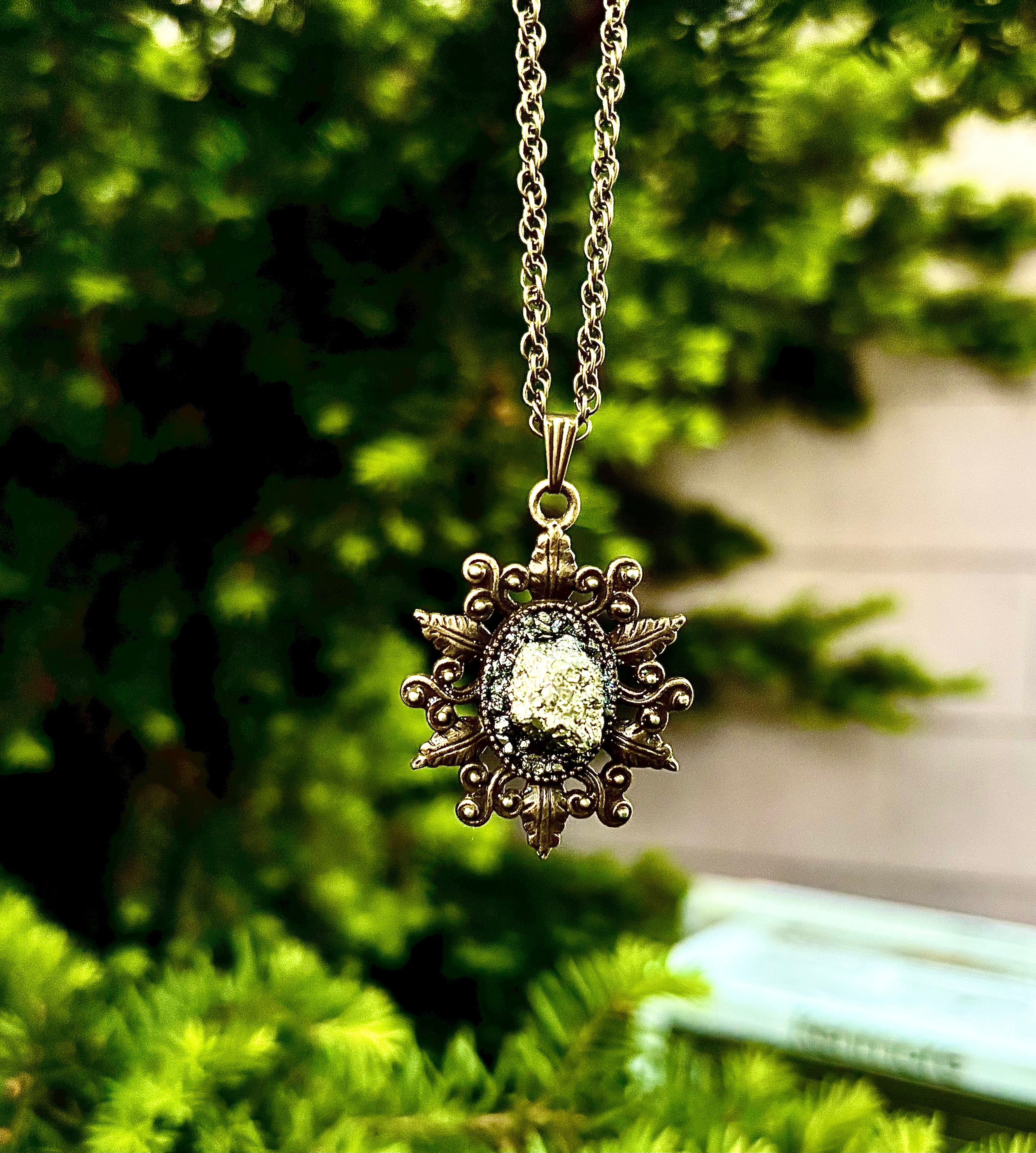 Prosperity Pyrite Crystal Necklace For Wealth, Abundance, Fierce Willpower and Confidence, Protection and Blocking Negativity