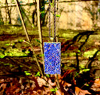 Herb Necklace For Psychic Insight & Protection, Natural Dried Blue Cornflowers & Black Tourmaline, & Black Salt Talisman