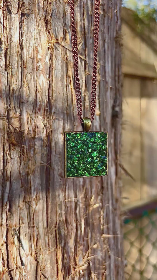 Natural Healing Crystal Necklace For Grounding, Protection, And Psychic Visions, Moss Agate, Natural Turquoise, Witch’s Dream Blue Sea Salt Talismans